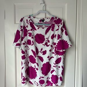 Ann Taylor Purple Floral Flutter Sleeve Blouse XXL